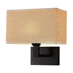 Cuboid Fabric Shade Wall Sconce, 1-Light Bedside Reading Lamp
