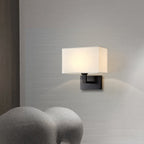 Cuboid Fabric Shade Wall Sconce, 1-Light Bedside Reading Lamp