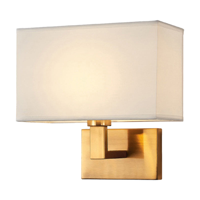 Cuboid Fabric Shade Wall Sconce, 1-Light Bedside Reading Lamp