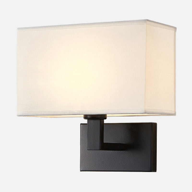 Cuboid Fabric Shade Wall Sconce, 1-Light Bedside Reading Lamp