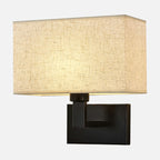 Cuboid Fabric Shade Wall Sconce, 1-Light Bedside Reading Lamp