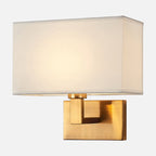 Cuboid Fabric Shade Wall Sconce, 1-Light Bedside Reading Lamp