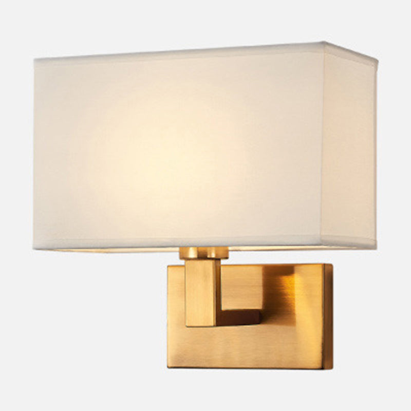 Cuboid Fabric Shade Wall Sconce, 1-Light Bedside Reading Lamp