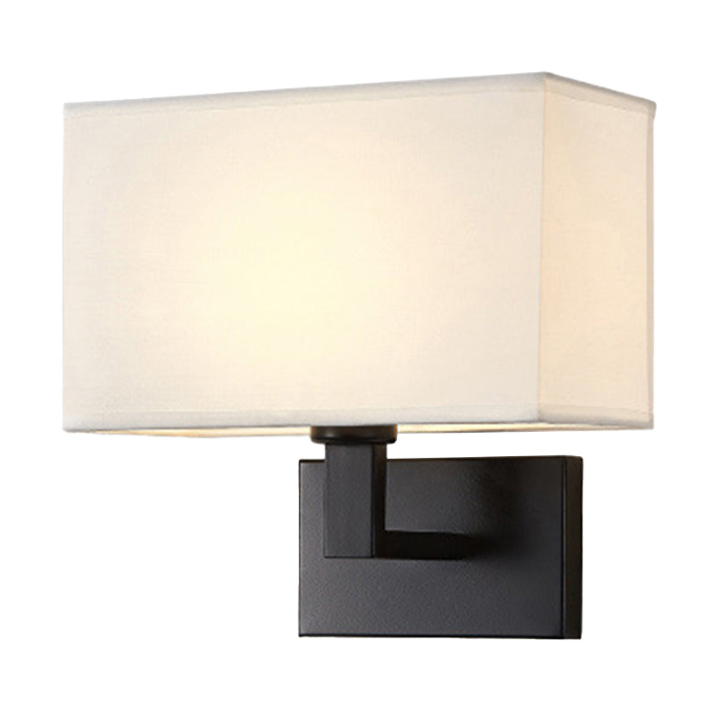 Cuboid Fabric Shade Wall Sconce, 1-Light Bedside Reading Lamp