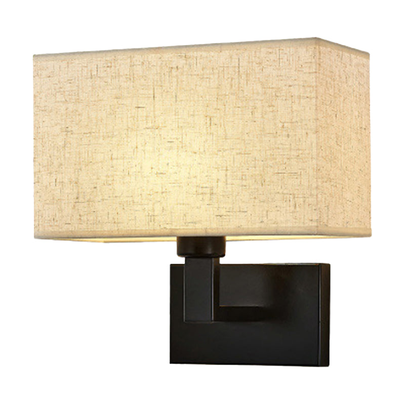 Cuboid Fabric Shade Wall Sconce, 1-Light Bedside Reading Lamp