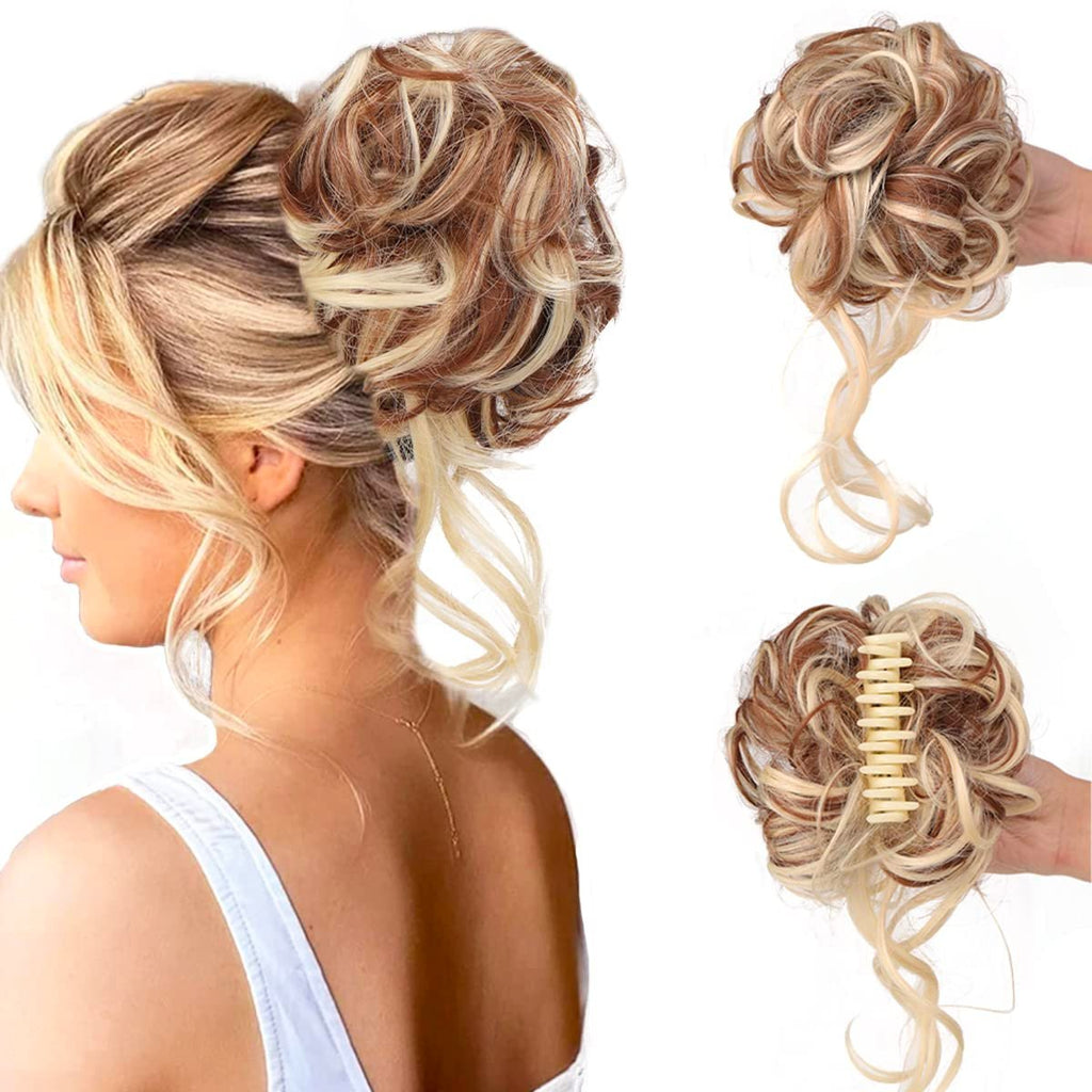 Curly Bun Hair Scrunchie, 25 cm × 15 cm, Heat-Styling Fibre