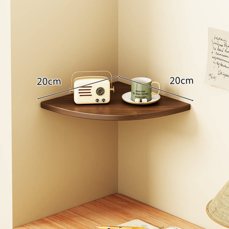 Curved Floating Corner Shelf, Wood-Effect Board, Heavy-Duty Metal Brackets