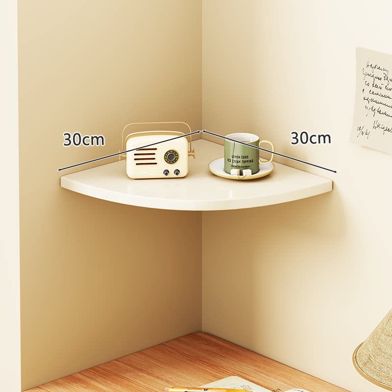 Curved Floating Corner Shelf, Wood-Effect Board, Heavy-Duty Metal Brackets