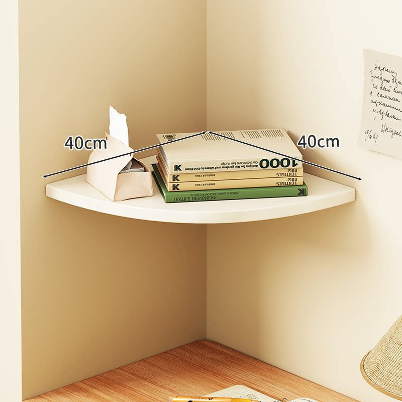 Curved Floating Corner Shelf, Wood-Effect Board, Heavy-Duty Metal Brackets