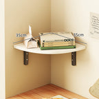 Curved Floating Corner Shelf, Wood-Effect Board, Heavy-Duty Metal Brackets