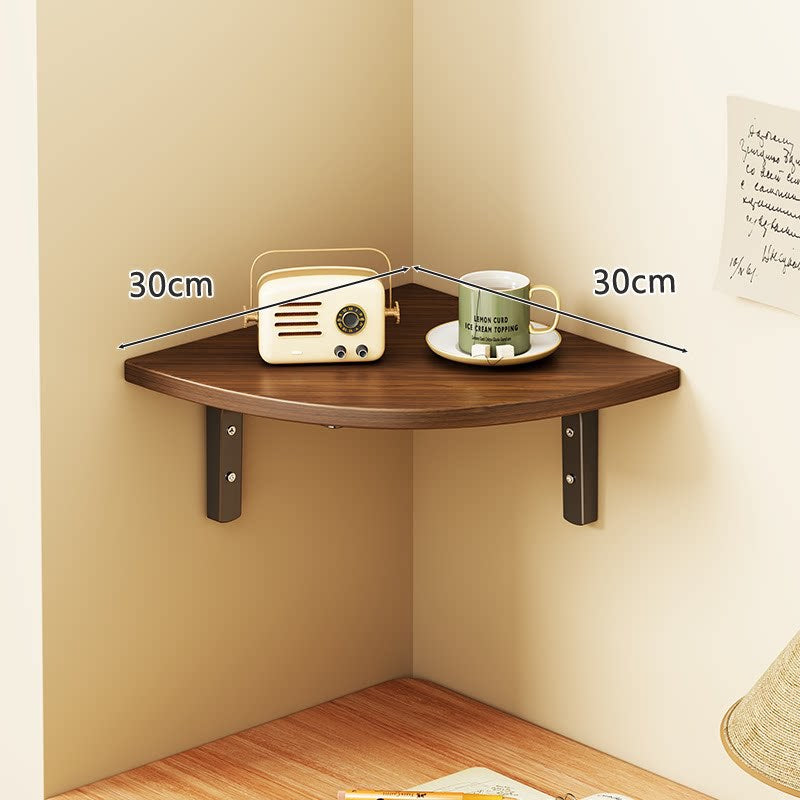 Curved Floating Corner Shelf, Wood-Effect Board, Heavy-Duty Metal Brackets