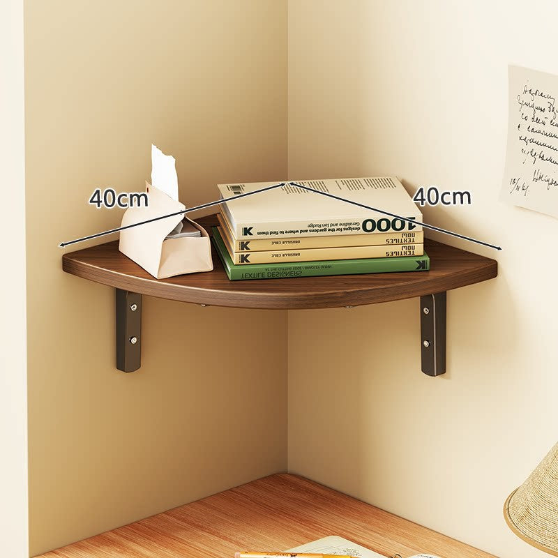 Curved Floating Corner Shelf, Wood-Effect Board, Heavy-Duty Metal Brackets