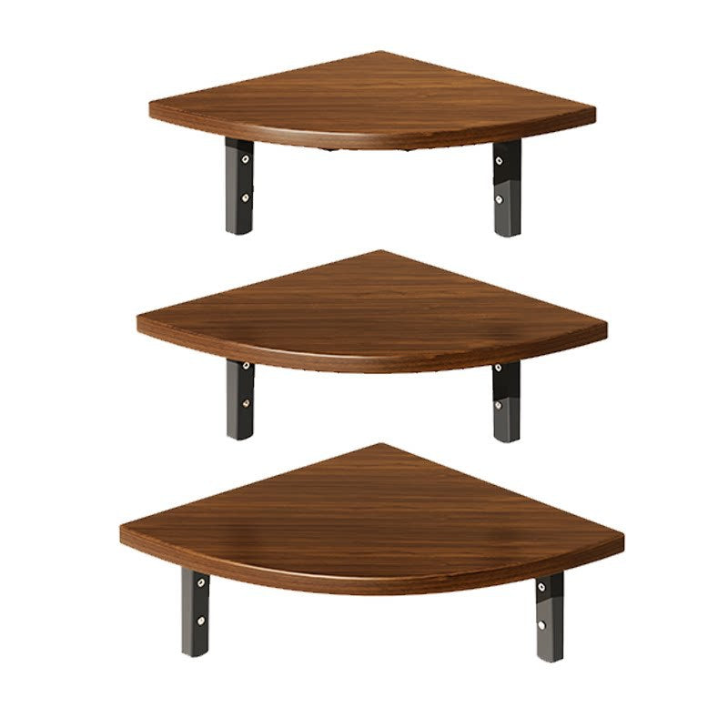 Curved Floating Corner Shelf, Wood-Effect Board, Heavy-Duty Metal Brackets