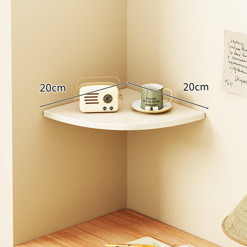 Curved Floating Corner Shelf, Wood-Effect Board, Heavy-Duty Metal Brackets