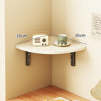 Curved Floating Corner Shelf, Wood-Effect Board, Heavy-Duty Metal Brackets
