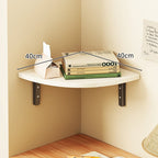 Curved Floating Corner Shelf, Wood-Effect Board, Heavy-Duty Metal Brackets