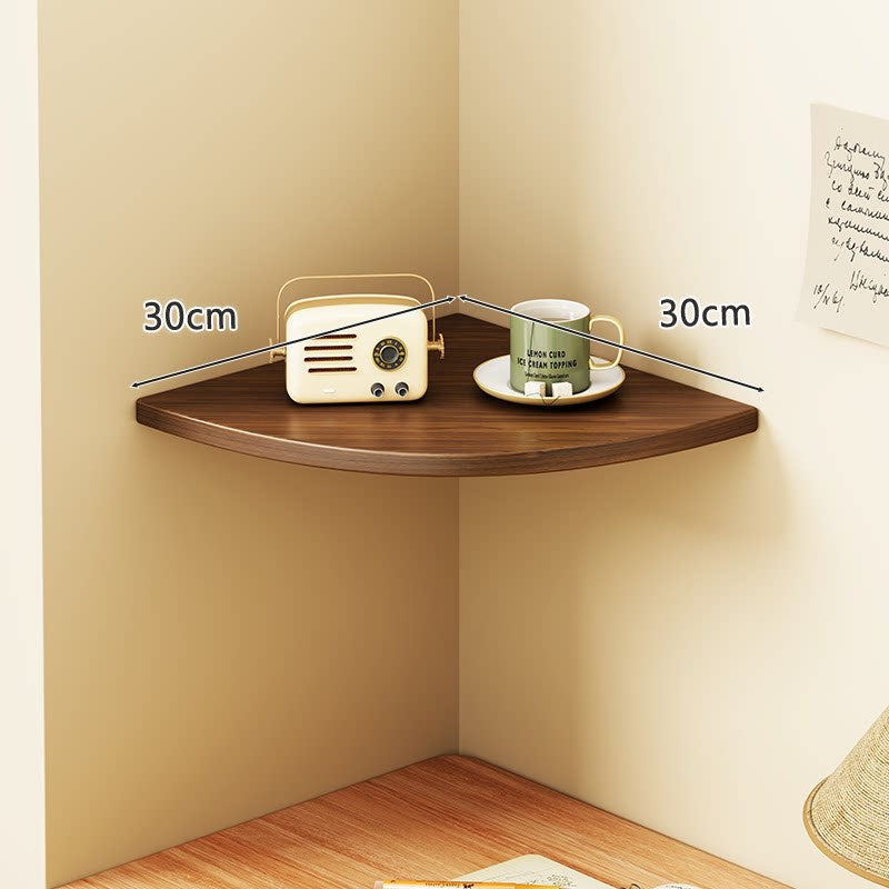 Curved Floating Corner Shelf, Wood-Effect Board, Heavy-Duty Metal Brackets