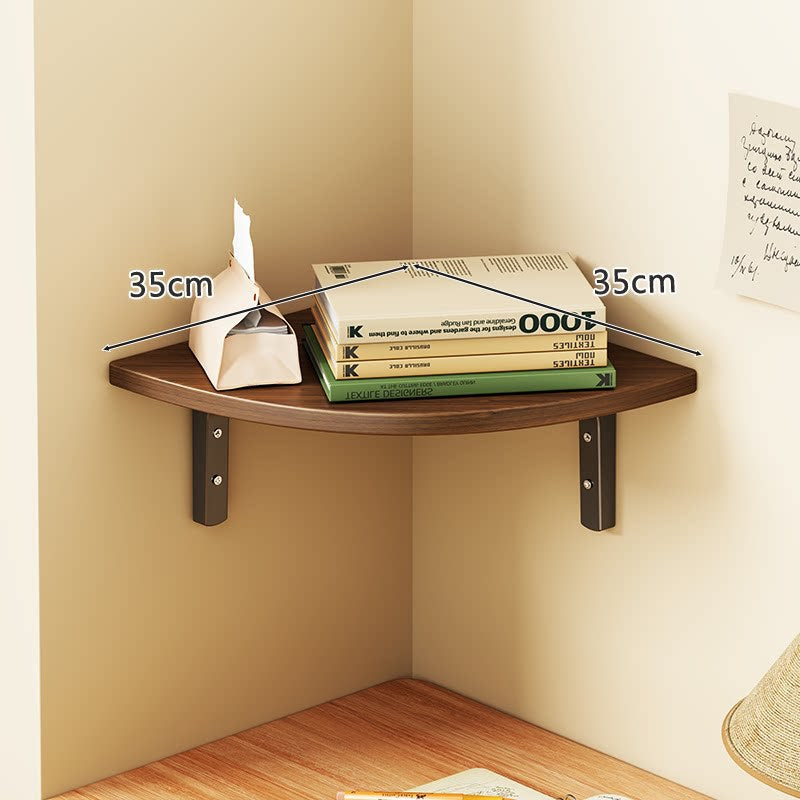 Curved Floating Corner Shelf, Wood-Effect Board, Heavy-Duty Metal Brackets