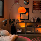 Curvilinear Arc Floor Lamp with Adjustable Height and Plastic Shade
