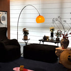 Curvilinear Arc Floor Lamp with Adjustable Height and Plastic Shade