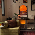 Curvilinear Arc Floor Lamp with Adjustable Height and Plastic Shade