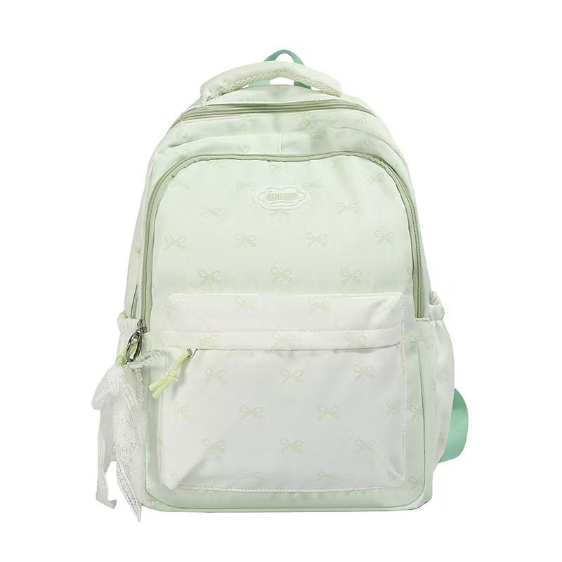 Cute Bow Pattern School Backpack with Multiple Compartments