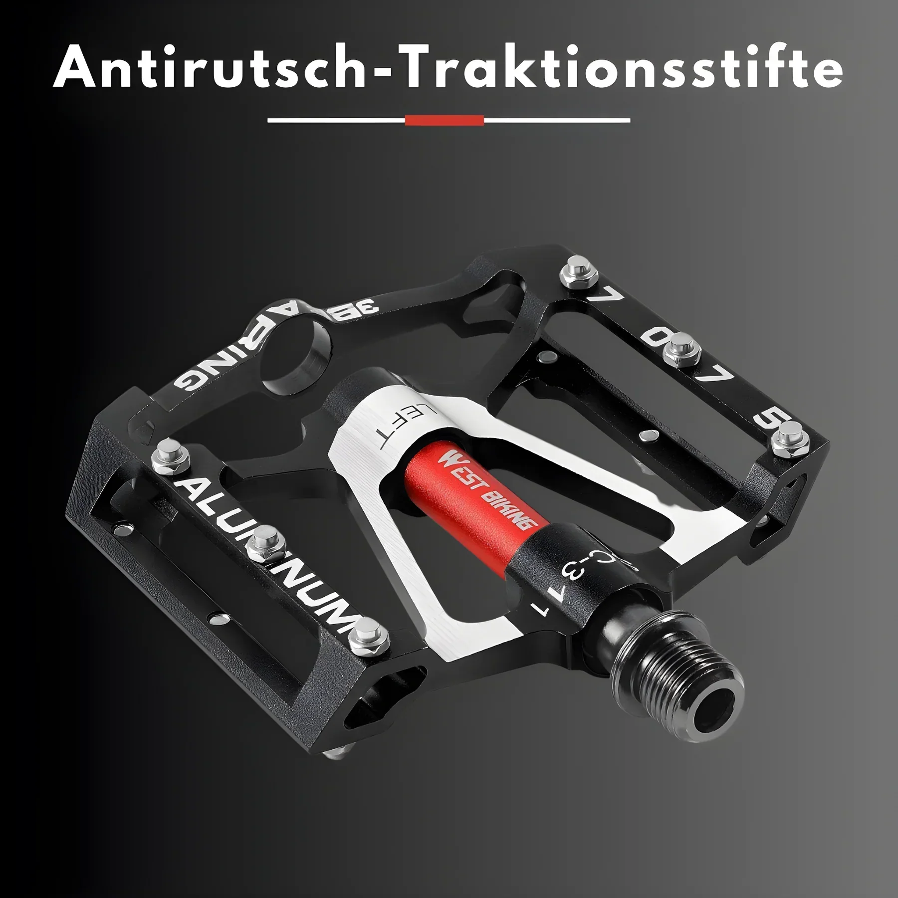 Lightweight Aluminium Bicycle Pedals - Non-Slip Grip, Ball Bearings, view 4