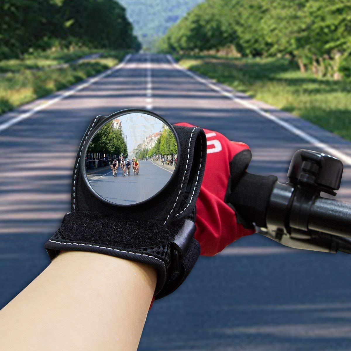 Cycling Wrist Mirror for Road Safety - Breathable Mesh, Adjustable Velcro Strap, view 2