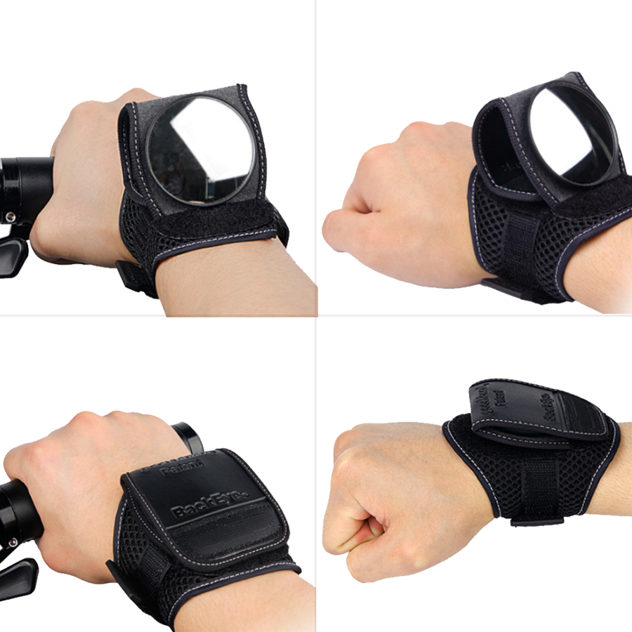 Cycling Wrist Mirror for Road Safety - Breathable Mesh, Adjustable Velcro Strap, view 6