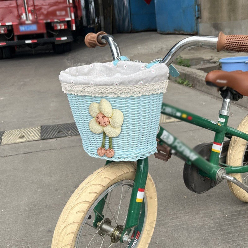 Floral-Embellished Bicycle Basket for Kids - Soft Fabric Lining, view 10