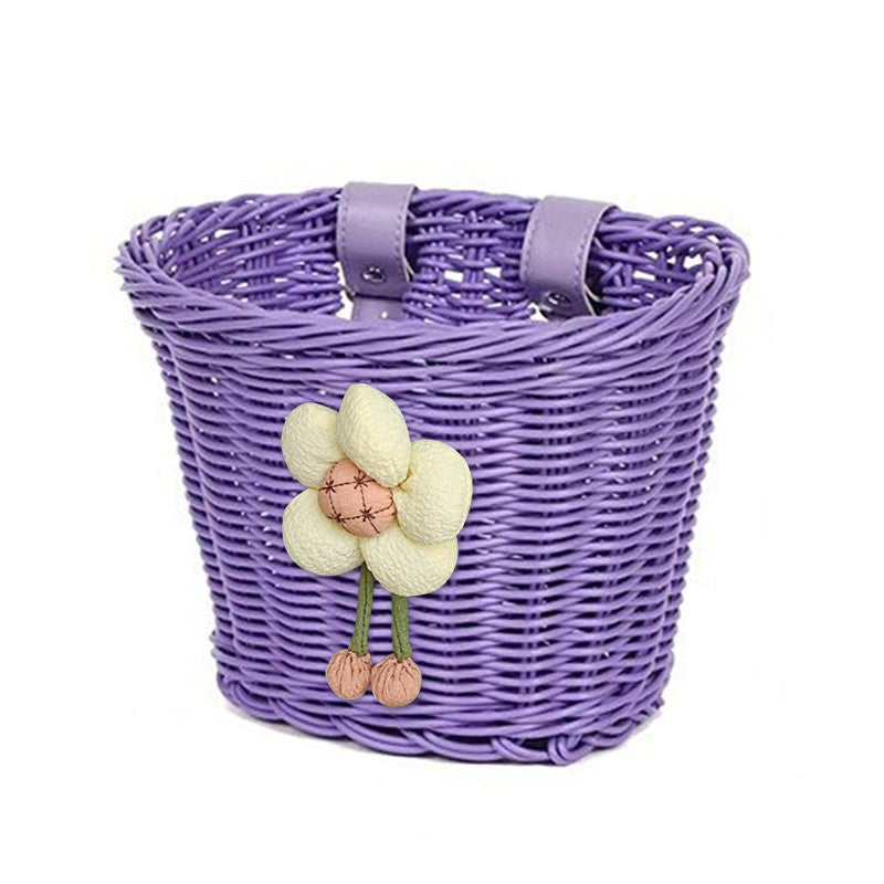 Floral-Embellished Bicycle Basket for Kids - Soft Fabric Lining, view 3