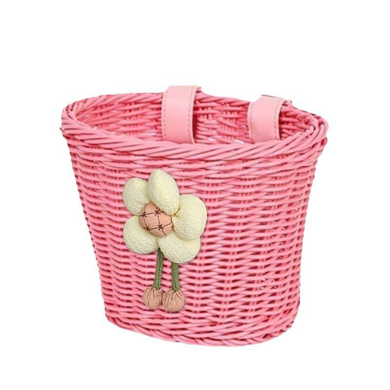 Floral-Embellished Bicycle Basket for Kids - Soft Fabric Lining, view 7