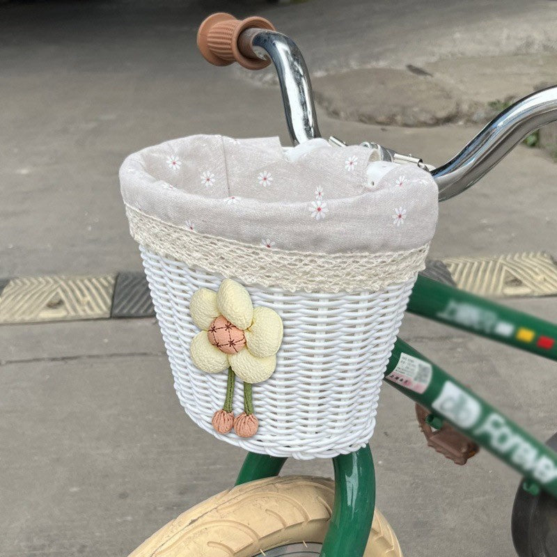 Floral-Embellished Bicycle Basket for Kids - Soft Fabric Lining, view 9