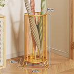 Cylindrical Mesh Umbrella Stand with Elevated Legs and Drain Tray