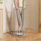 Cylindrical Mesh Umbrella Stand with Elevated Legs and Drain Tray