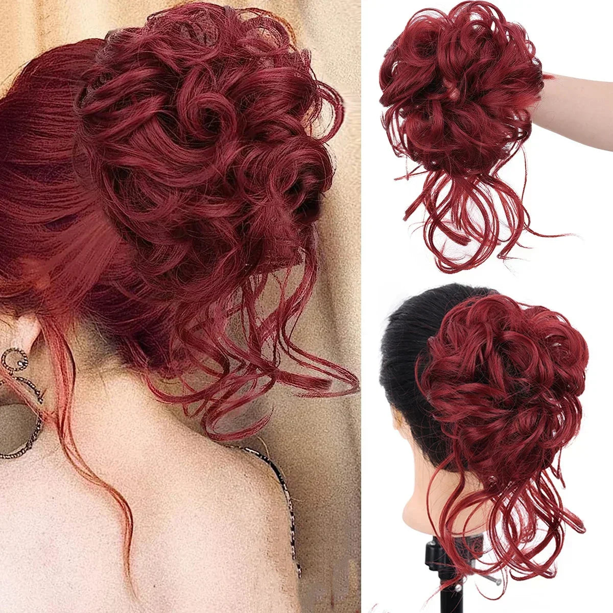 Curly Hair Bun Clip-in Hair Piece - Synthetic Hair, Natural Look, Volume, view 18