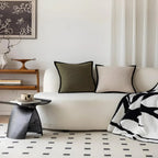 Dagar Mossstone Black Border Cushion Covers-Welvere
