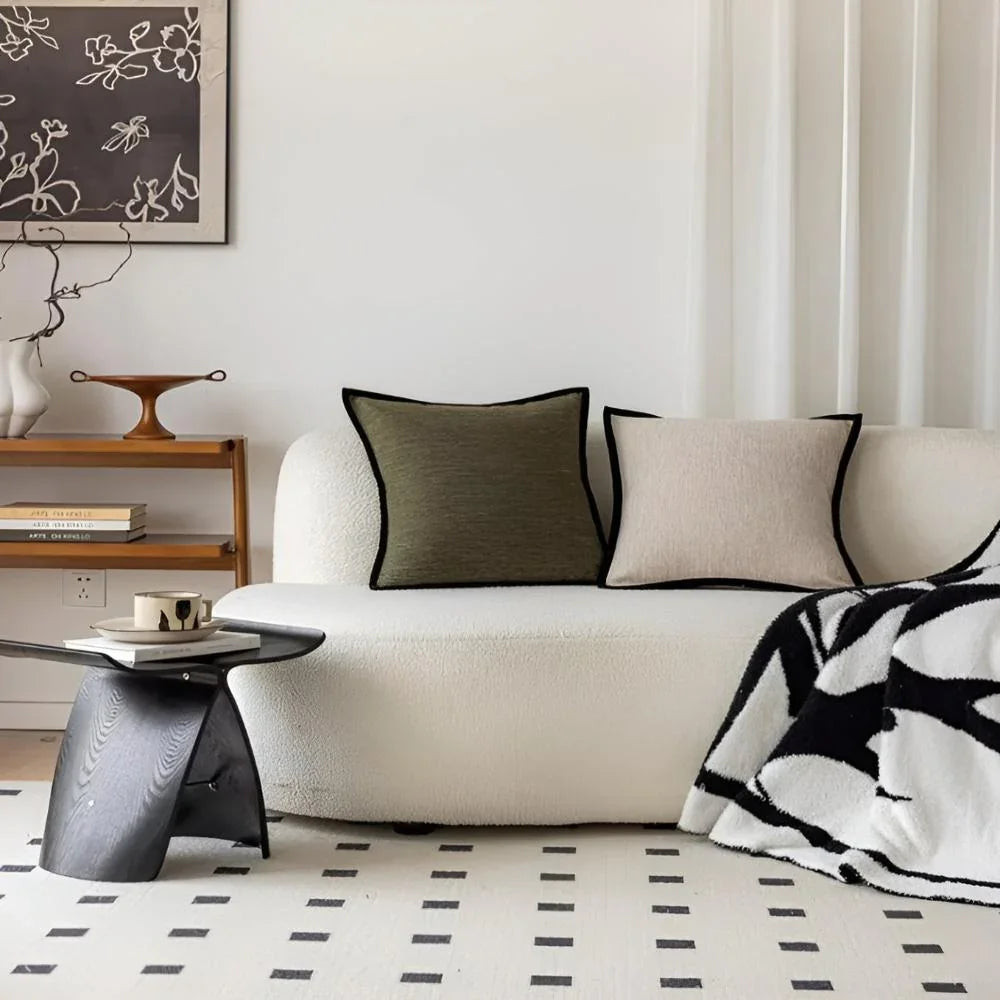 Dagar Mossstone Black Border Cushion Covers-Welvere