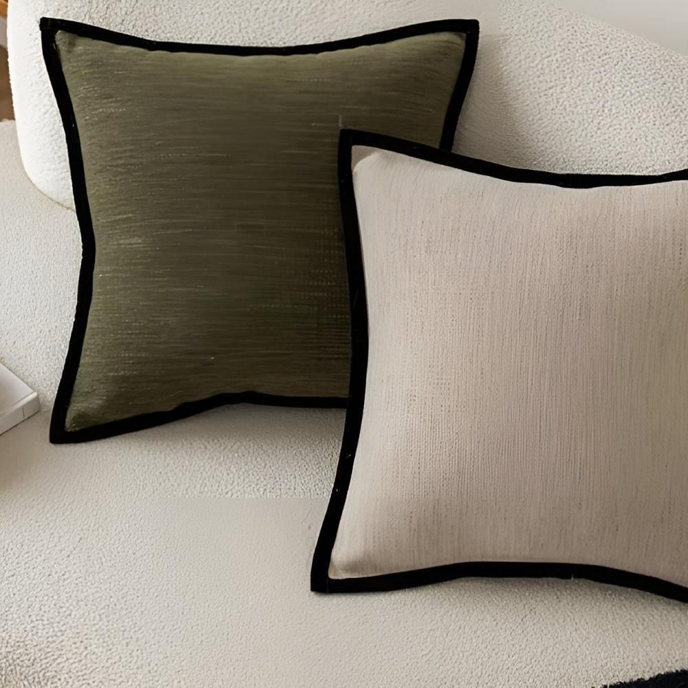 Dagar Mossstone Black Border Cushion Covers-Welvere