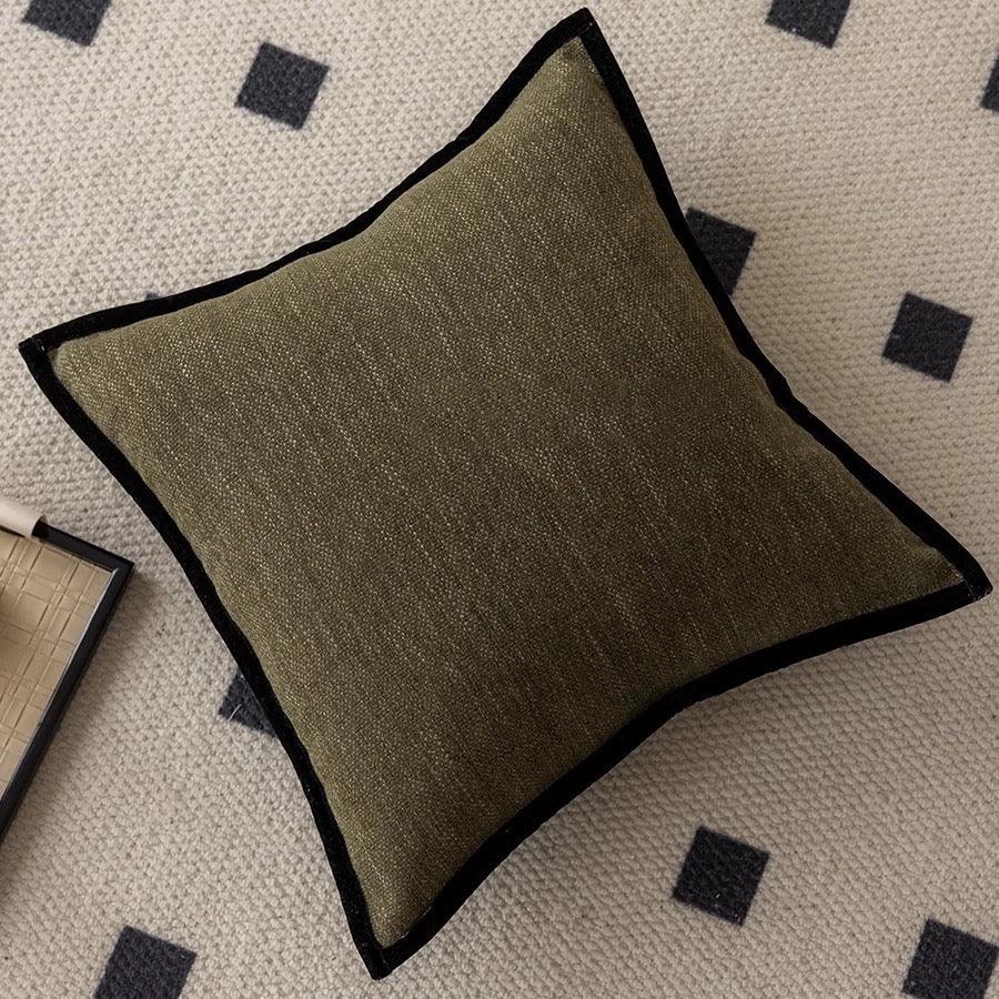 Dagar Mossstone Black Border Cushion Covers-Welvere