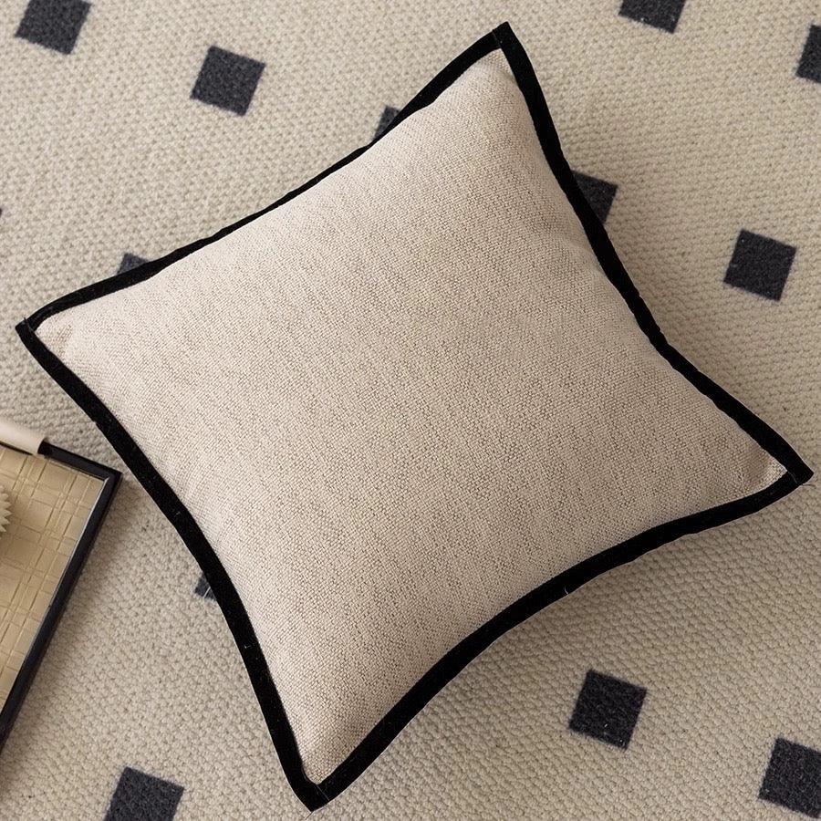 Dagar Mossstone Black Border Cushion Covers-Welvere