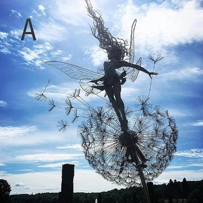 Dancing Fairy Statue Steel Garden Spinner - 31.5 in, Metal, Polyethylene, view 4