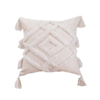 Decorative Cushion Cover with Leaf Tufting and Corner Tassels