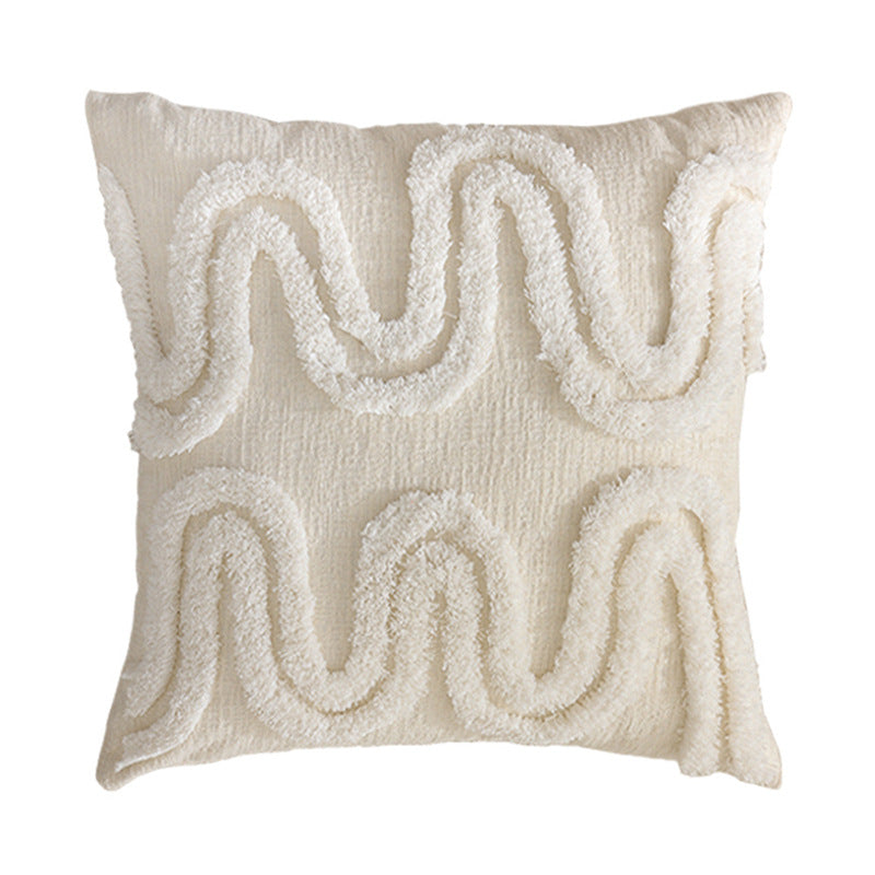 Decorative Cushion Cover with Leaf Tufting and Corner Tassels