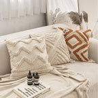 Decorative Cushion Cover with Leaf Tufting and Corner Tassels