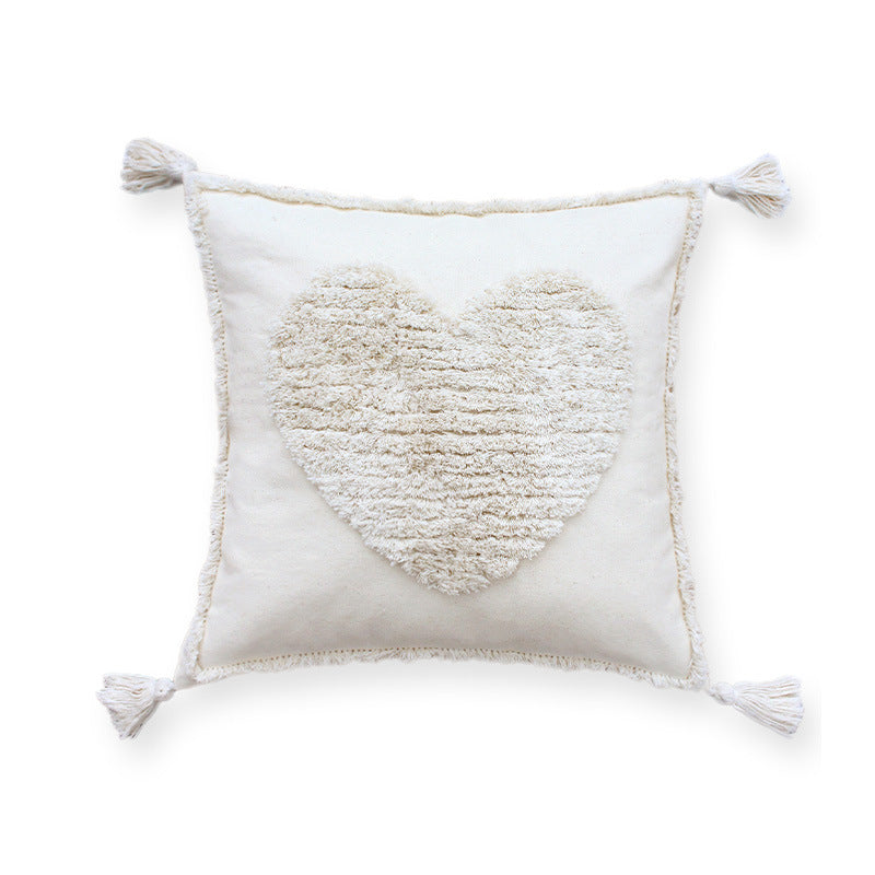 Decorative Cushion Cover with Leaf Tufting and Corner Tassels