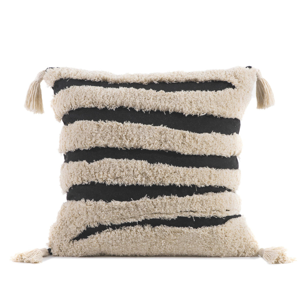 Decorative Cushion Cover with Leaf Tufting and Corner Tassels
