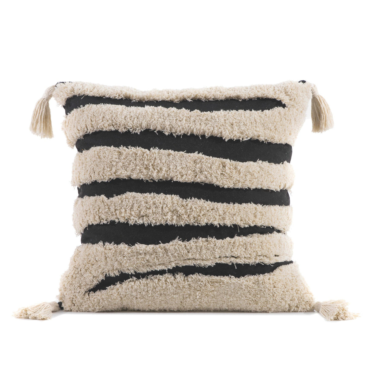 Decorative Cushion Cover with Leaf Tufting and Corner Tassels