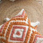 Decorative Cushion Cover with Leaf Tufting and Corner Tassels