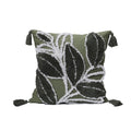 Decorative Cushion Cover with Leaf Tufting and Corner Tassels